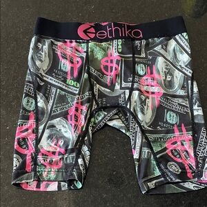 Ethika Black and Green Money Print Boxer Briefs